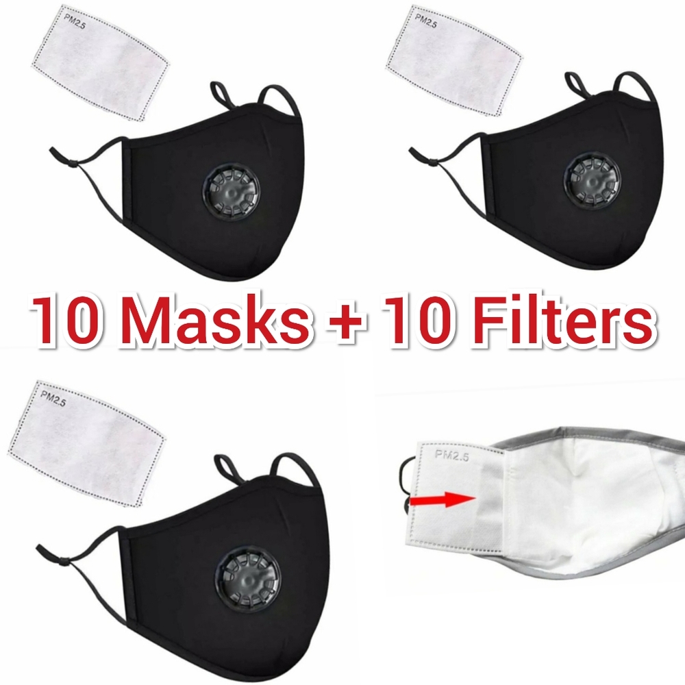 10 Pack Triple layer cotton face mask with filters